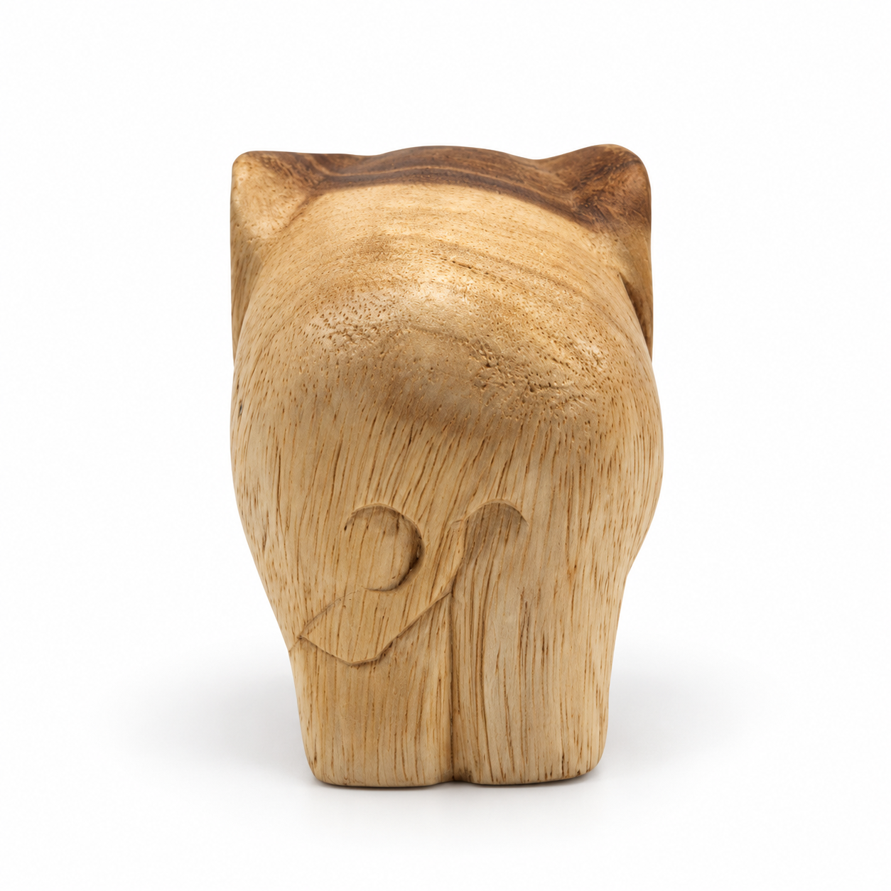 Curled-trunk wooden elephant — example A, back