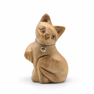 Right Front head-tilt wooden cat