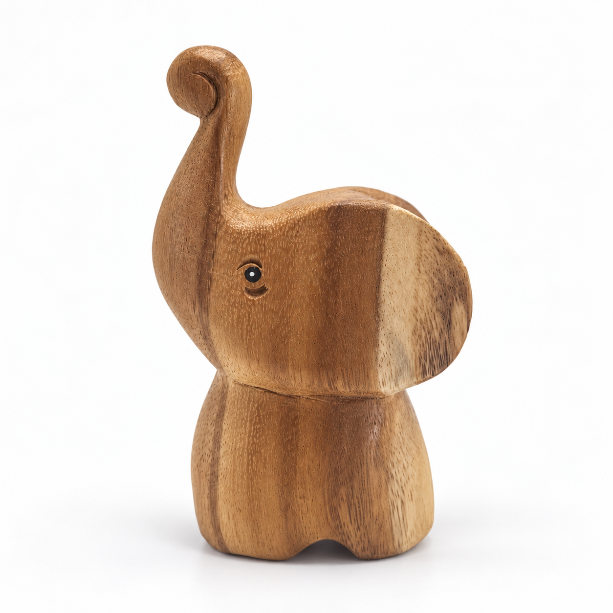 Round-bellied wooden elephant — example B, side left