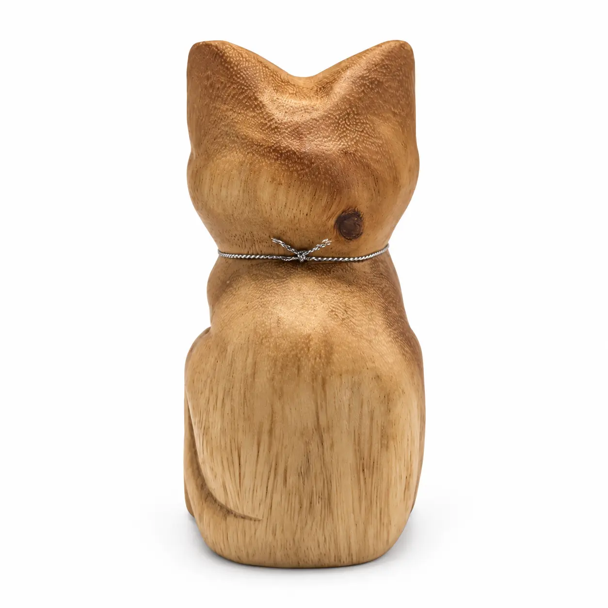 Sitting wooden cat — example A, back