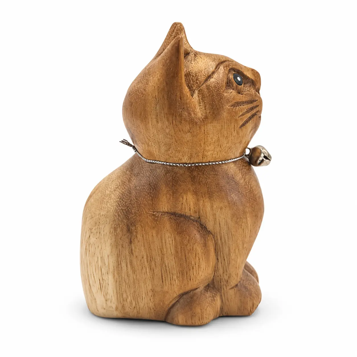 Sitting wooden cat — example A, right