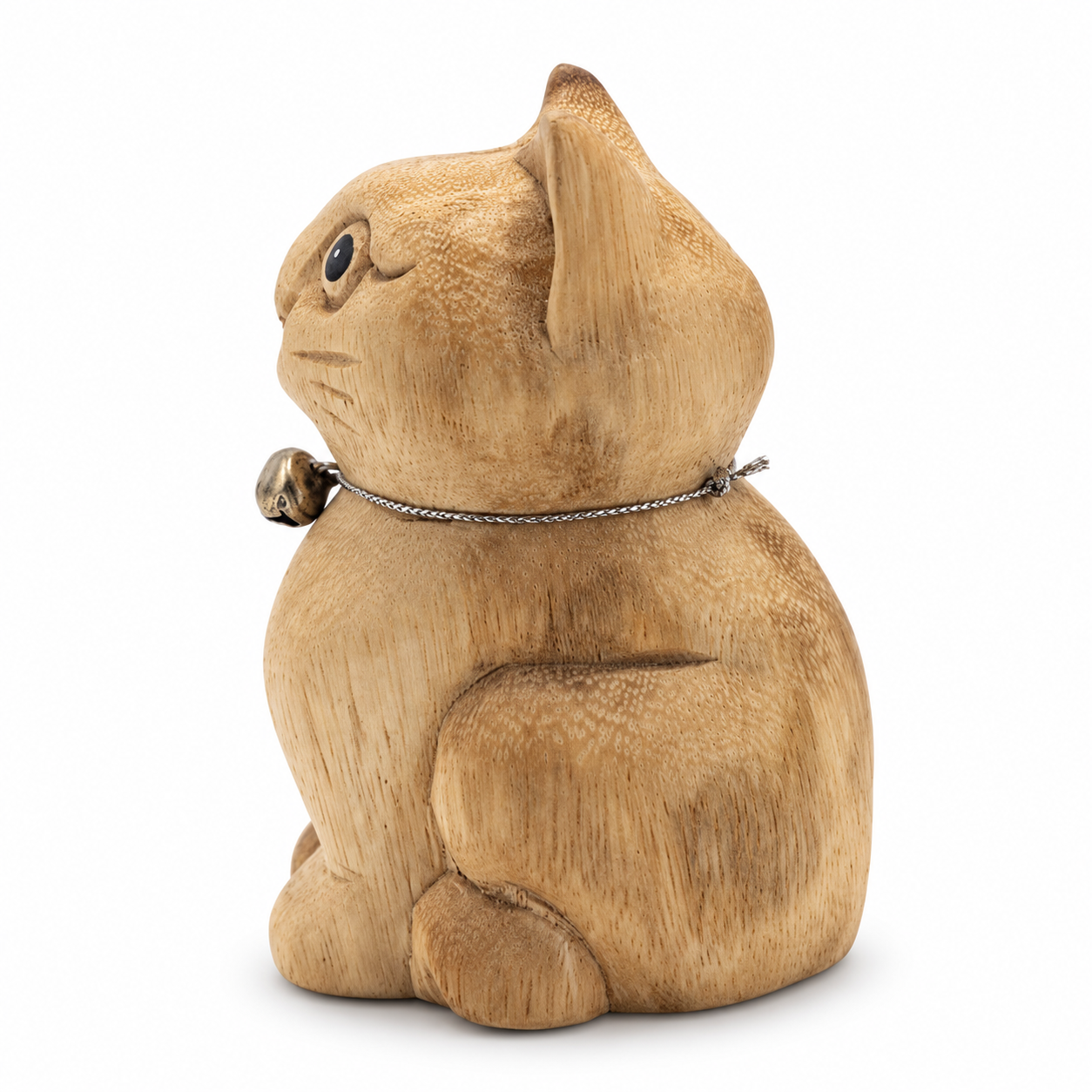 Sitting wooden cat — example B, left